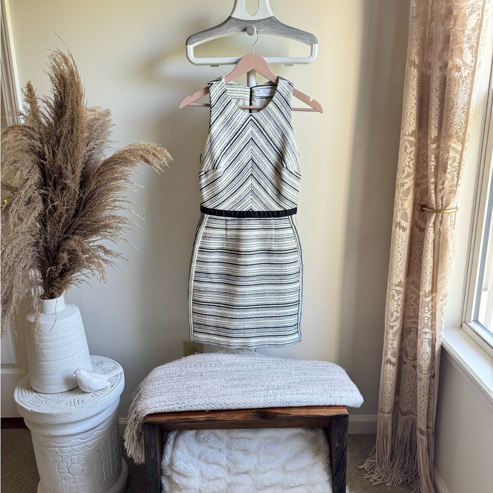 Amanda Uprichard Black and White Striped Sheath Dress
